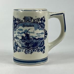 Heineken Delfts Holland Blue Mug Coffee Beer Dutch Windmill Vintage Hand Painted